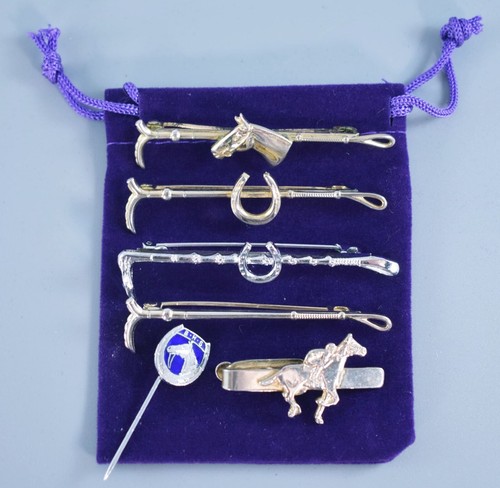 BROCHE ÉQUITATION ÉQUITATION STOCK / ÉPINGLE À CRAVATE BROCHE BÂTON X 6 TON ARGENT ET OR