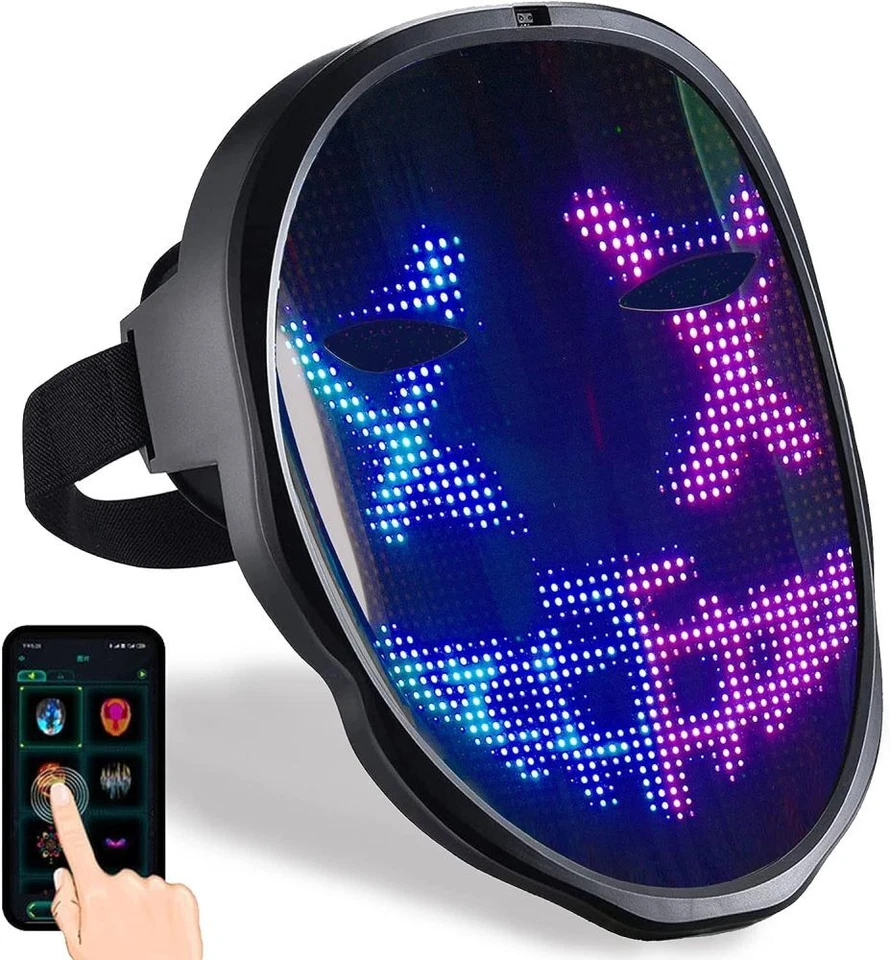 LED Maske Programmierbar App Party Halloween LED Beleuchtung Maske Bluetooth DE