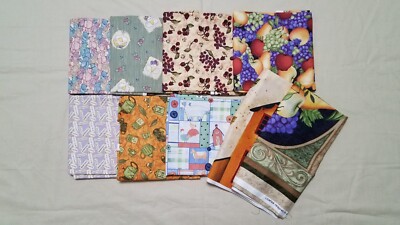 Lot 7 Yards + 2 Panels Country Kitchen Bears Fruit Teapot Spice Cotton Fabric