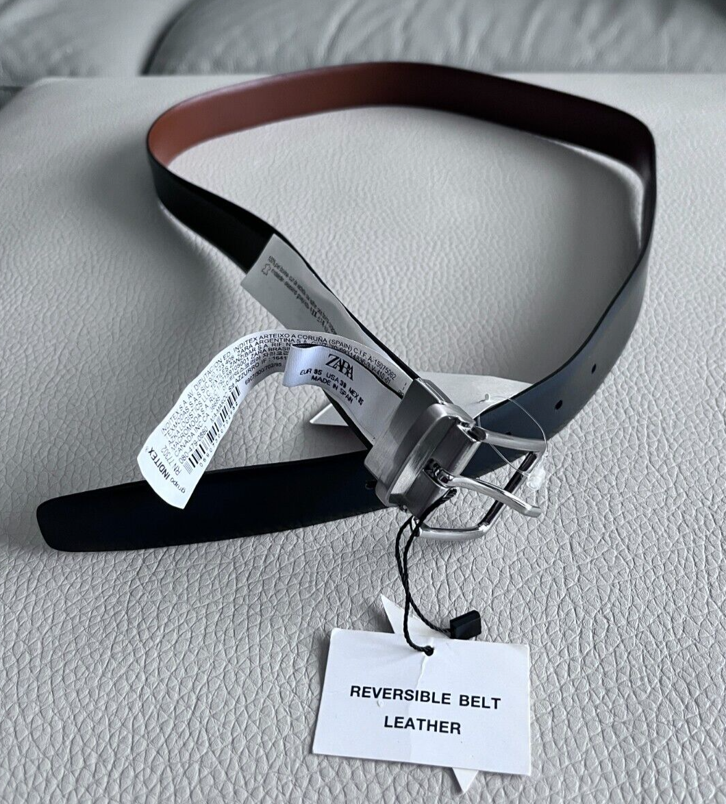 Zara Reversible Leather Belt with Twist Buckle - Made in  display picture 1