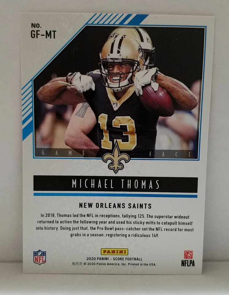 2020 Michael Thomas Score Red Game Face #GF-MT New Orleans Saints - Image 2 of 2