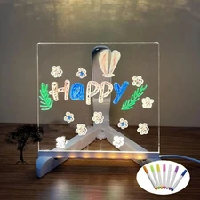 LED Note Board with Colors Acrylic Dry Erase Board with Light DlY Drawing Board