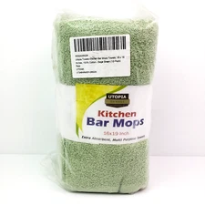 Utopia Towels Home 16 x 19 in Sage Green Cotton Kitchen Bar Mops 12 Pack