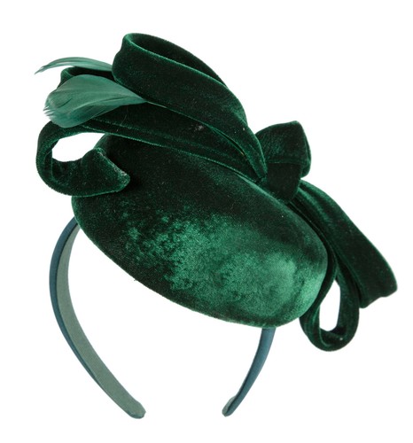 Green velvet pillbox winter racing fascinator by Max Alexander 100% AU Seller - Picture 3 of 7