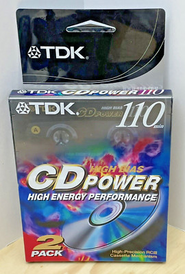 TDK High Bias Blank Cassette Audio Tapes CD Power 110 Minute SEALED 2 Pack NEW