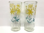 VTG Anchor Hocking Jelly Jar Drinking Glasses Tumblers 1960's MCM Yellow & Blue