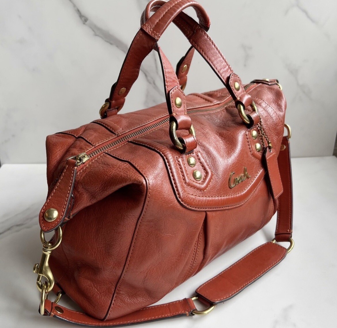 Coach Ashley Orange Satchel Bag Gem