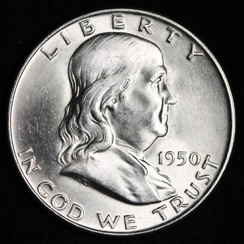 GEM BU UNCIRCULATED UNC MS 1950-D SILVER FRANKLIN HALF DOLLAR BRILLIANT LUSTER