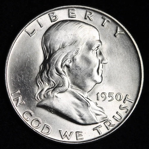 GEM BU UNCIRCULATED UNC MS 1950-D SILVER FRANKLIN HALF DOLLAR BRILLIANT LUSTER