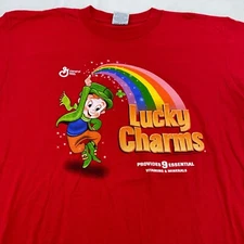 vintage LUCKY CHARMS GENERAL MILLS CEREAL T-Shirt LARGE/XL snack food soft