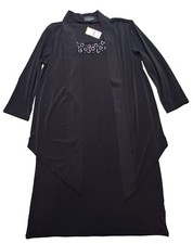 Covington Black Dress Missy Day Size Medium. Rhinestone Flowers On Neckline. NWT