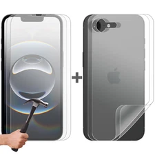 2 Set Tempered Glass Screen Protector for Apple iPhone 16e Front and Film Back