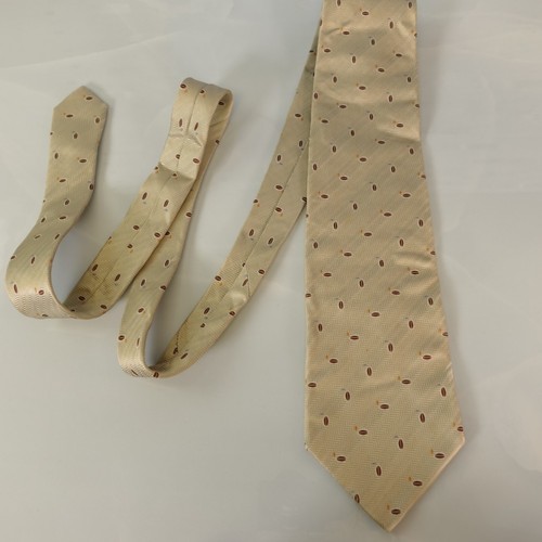 CHAPS RALPH LAUREN Mens Ivory White Grenadine Football Ball Neck Tie Silk - Picture 9 of 10