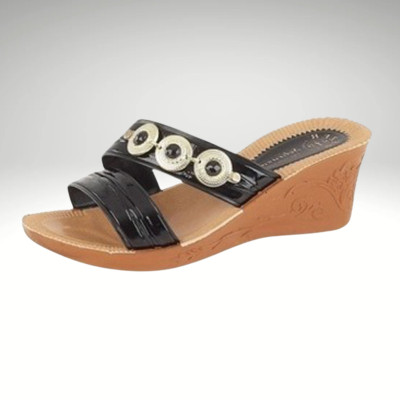 DAMEN KEILABSATZ SANDALEN OPEN TOE PANTOLETTEN LEICHTE SCHUHE