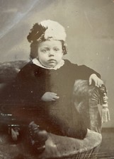 Antique 19th C Tintype Victorian Civil War Era Photo Photograph Chubby Baby Girl
