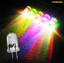 10 Stück LED 5mm Farbwechsel RGB Auto Regenbogen langsam 10000mcd