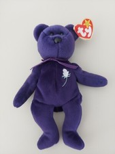 TY BEANIE BABY PRINCESS DIANA 1ST EDITION W/PE PELLETS PURPLE BEAR 1997