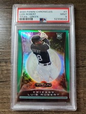 LUIS ROBERT 2020 PANINI CHRONICLES 7 TITAN GREEN PRIZM 50/50 RC CARD PSA 9 
