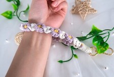 Handmade Macrame Wristlet Macrame Flower Wristlet Macrame Daisy Wristlet USA