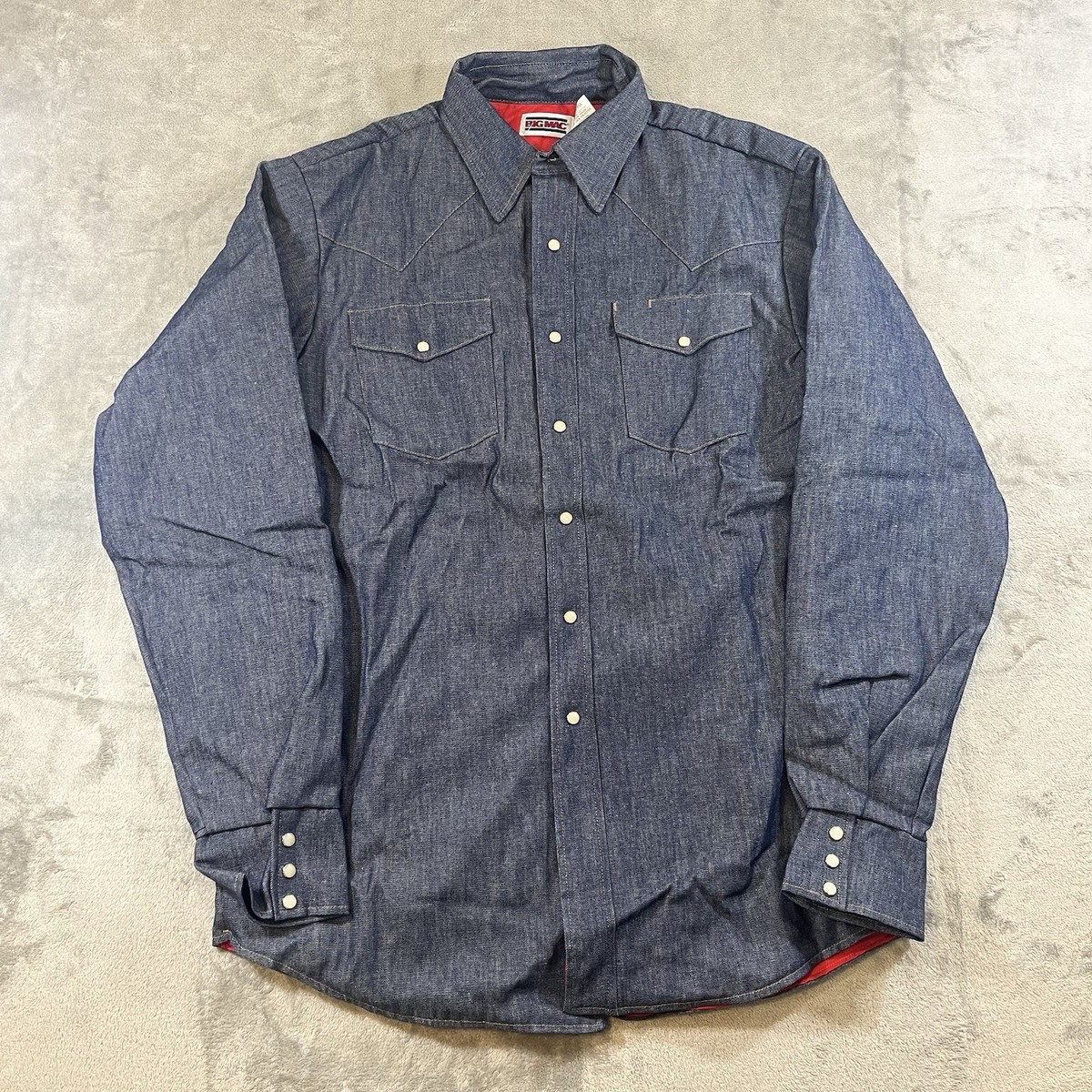 Vintage Big Mac work jacket Pearl Snap Men's Large Tall Blue
