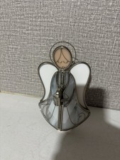 Vintage Stained Glass Angel With Harp Candle Holder