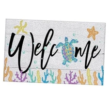 Beach Welcome Mat, Beach Front Door Mats Outdoor, Door Mat Coastal Summer