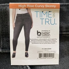 NWT -TIME AND TRU Women's Black High Rise Curvy Skinny Jeans sz 12 Stretch