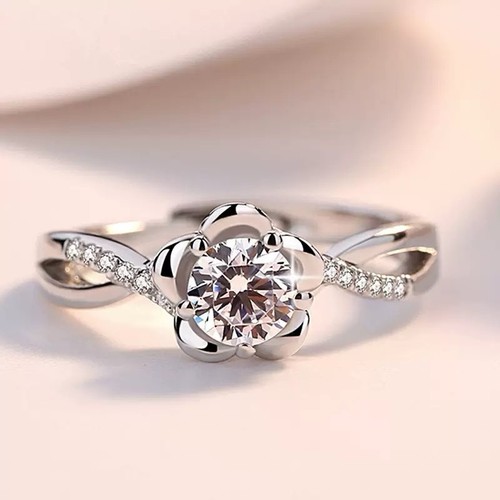 925 Sterling Silver Beautiful Flower Adjustable Ring Women Girls Jewellery Gift