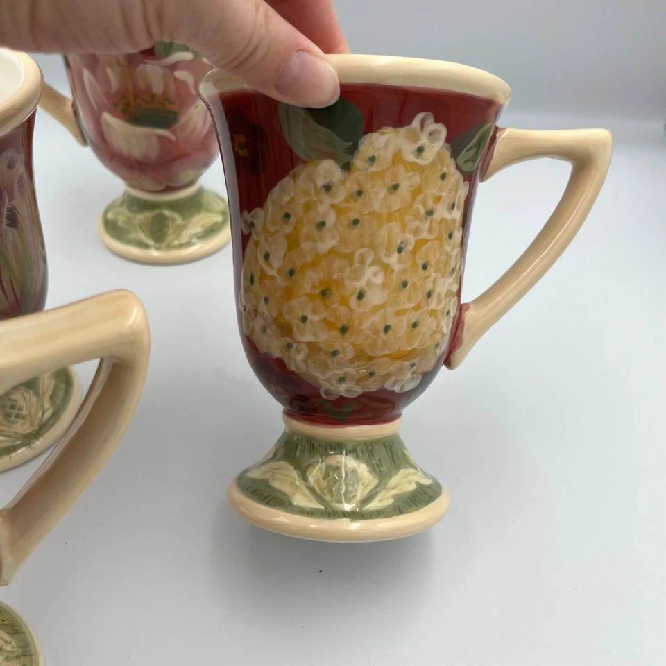 Certified International Set of 4 Footed Mugs Floral Design by Pamela Gladding - Image 4 of 4