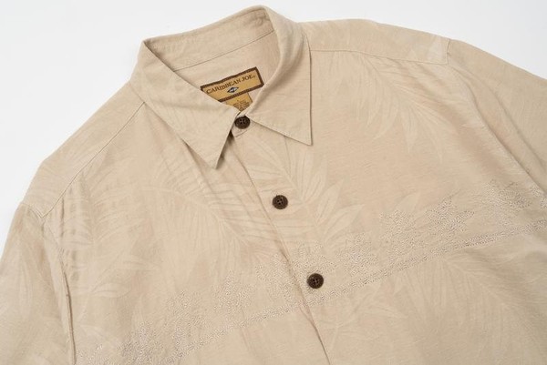 Men Caribbean Joe Shirt Peach Silk 40 /L / 48