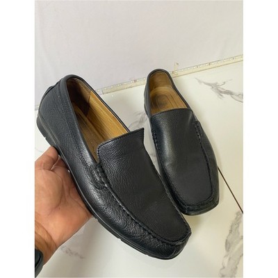 Geox Respira Black Leather Driving Loafers Moccasins Mens US 11 EU44