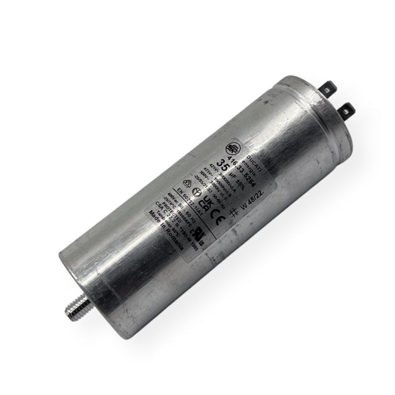 Condensateur permanent 35µF Duca en aluminium avec cosses faston double