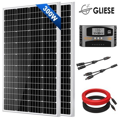 300W 12V Solarpanel Solarmodul 40A Ladegerät USB Kit Für Wohnwagen Camping Boot