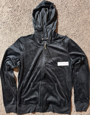 NY & C Women's Black Velour Full Zip Hoodie Medium Regular Long Sleeve