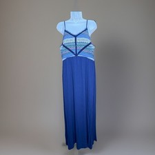 Doe & Rae Dress Women?s L Navy Boho Maxi Tribal Sleeveless Festival Beachy