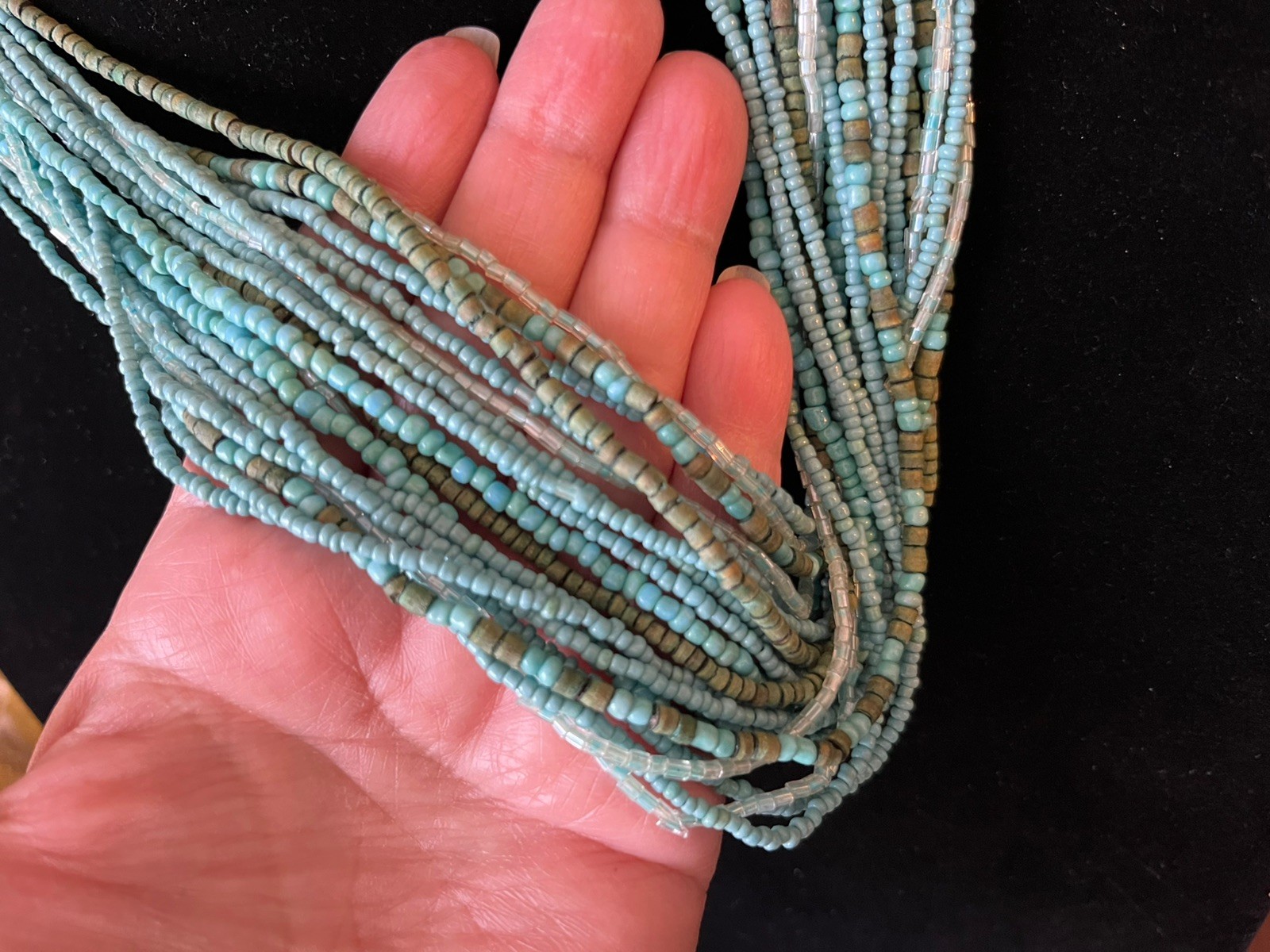 Multiple Strand Turquoise Colored Layered Seed Be… - image 4