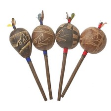 Peruvian Amazon Shipibo Serpent Snake Design 4" Large Jungle Rattle - Red