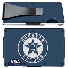 Houston Engraved Titanium Blue RFID Blocking Wallet w Clip D7