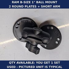 RAM Mount RAM-B-101U-A Double Ball Mount 2 Round Plates Short Arm B Size 1"