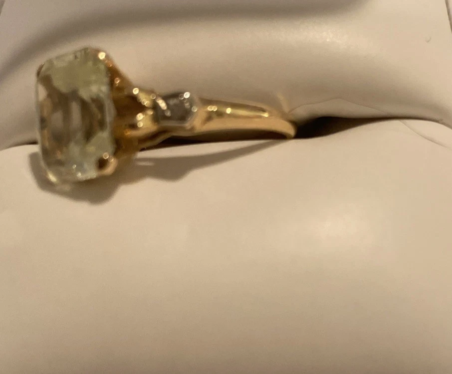 LUMINOUS Vintage 14k Gold Art Deco 3.69 Ct Lime Green Spinel+Diamond Ring~Sz 6 - Image 4 of 4