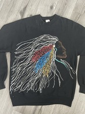 Vintage JERZEES SIZE L Crewneck Sweatshirt Native American Indian Made In USA