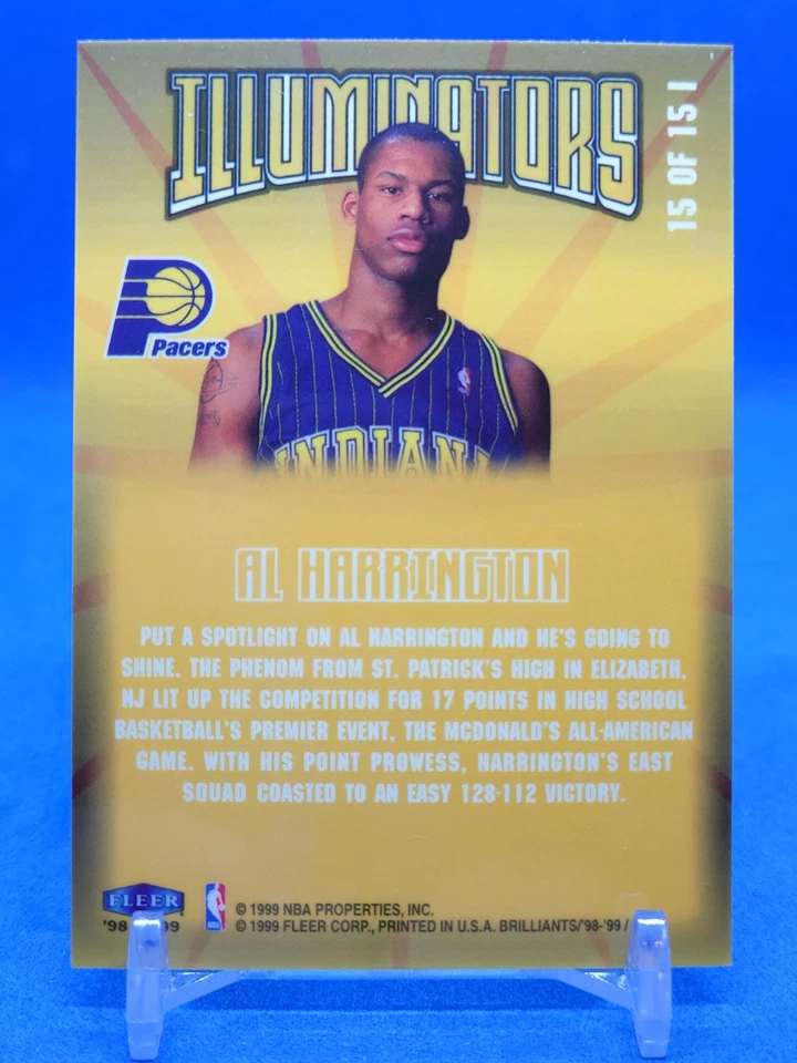 1998-99 Fleer Brilliants Illuminators Al Harrington #15I Rookie RC - Image 2 of 2