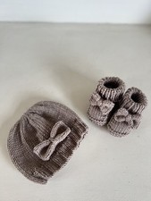Baby Bow Booties & Beanie Knitting Pattern Paper Copy Beginner DK 0-3 3-6 Gift 