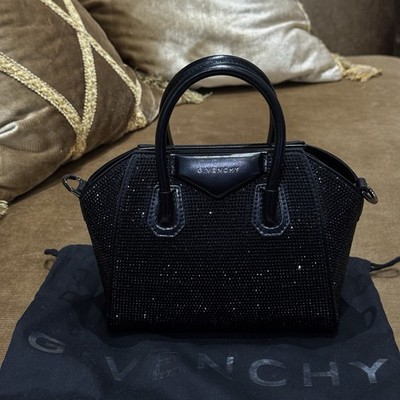 Givenchy Women's Black Crystal Mini Top Handle Bag Detachable Strap Dust Bag
