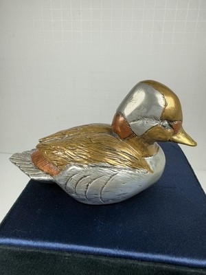 Mixed metal duckling figurine by David Chesney Studios, Brass Copper, Pewter