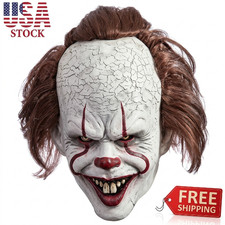 Pennywise IT Movie Scary Clown Full Mask Halloween Horror Cosplay Costume Evil