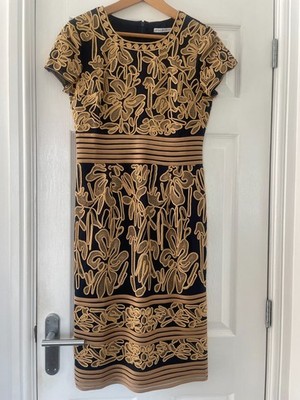 Gina Baconni Dove Cord embroidered shift dress size UK  10 & may suit UK 8