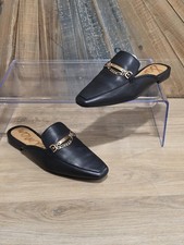 Sam Edelman Linnie Bit Mule Black Leather Gold Chain Detail Women s Size 7