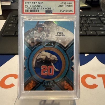 2025 Topps Tier One Pete Alonso * 1/1* Bat Knob Relic POLAR BEAR PETE PSA AUTH