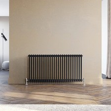 USED Elegant Traditional Column Radiator 600 x 1190mm Black Cast Iron Style